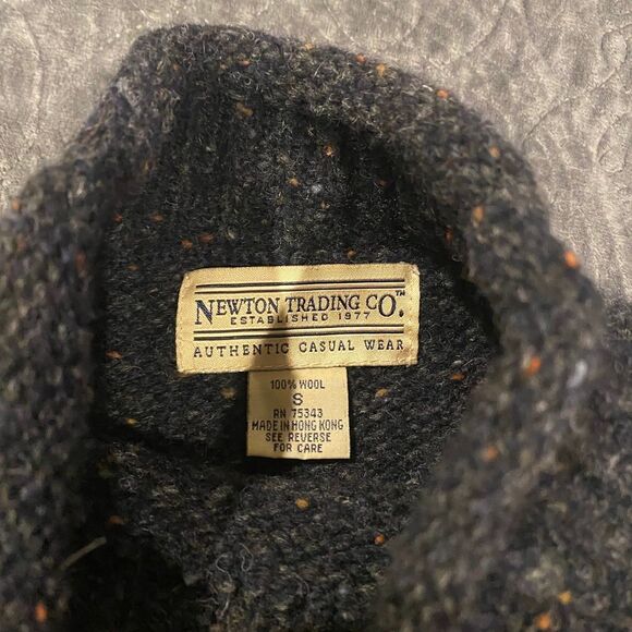 Vintage Newton Trading Company Wool Mock Neck Sweater Nordic Gray Orange Red Gre - Picture 7 of 7
